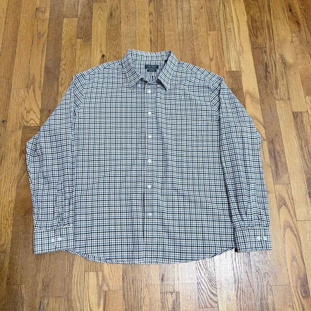 Lauren Ralph Lauren Men's XXL Regular Fit Stretch Fabric Plaid Long Sleeve